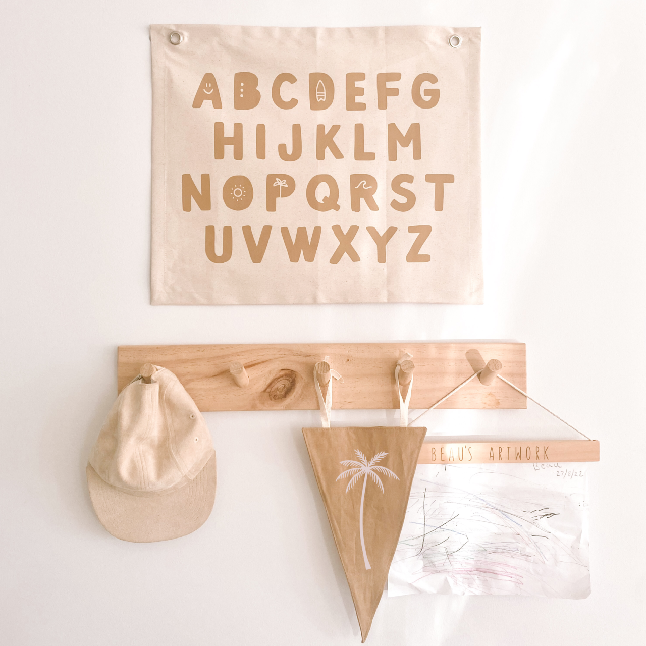 Alphabet kids wall banner / wall hanging  ~ Warm sand