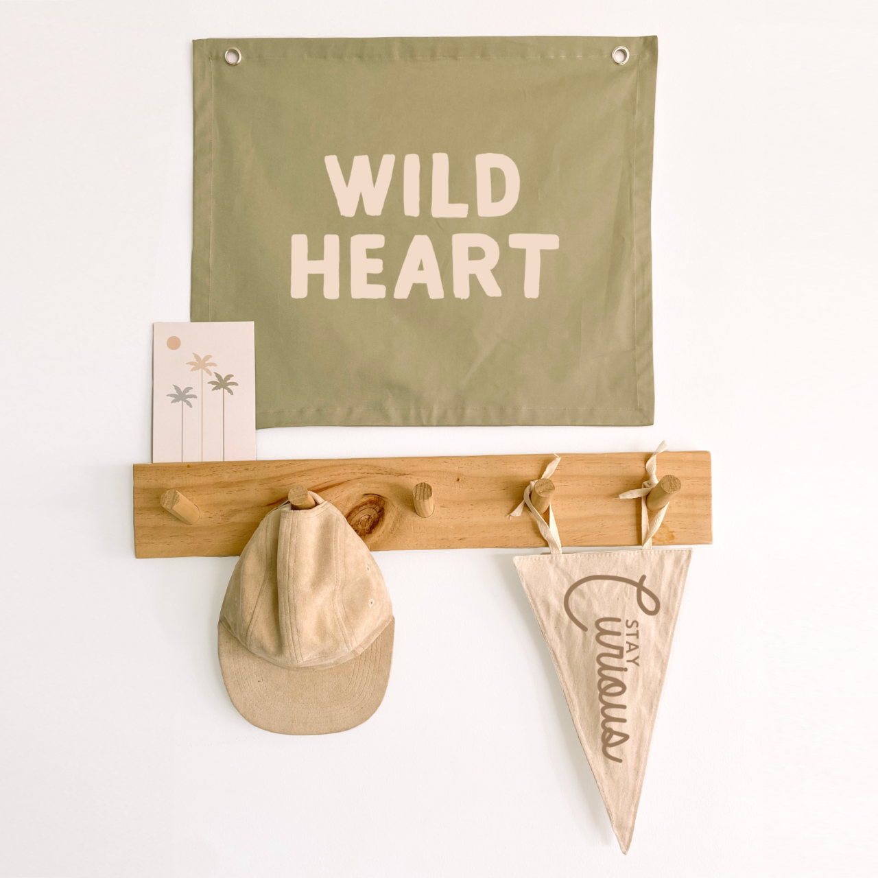 Wild heart kids wall banner / wall hanging ~ Fern