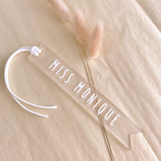 Personalised frosted acrylic book mark | End of year teachers gift