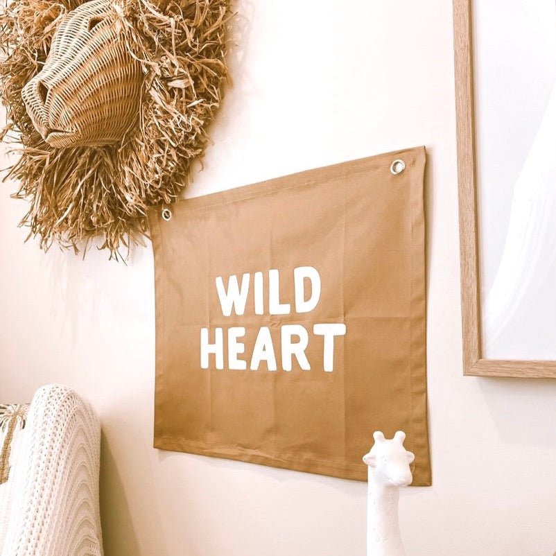 Wild heart kids wall banner / wall hanging ~ Camel