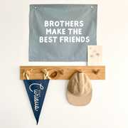 Brothers bedroom styling. Brothers bedroom wall decor. Brothers bedroom wall banner. Brothers wall banner. Brothers bedroom inspo. Brothers bedroom decor ideas. Shared boys bedroom decor. Brothers make the best friends banner. Shared boys room inspo. Brothers wall decor.