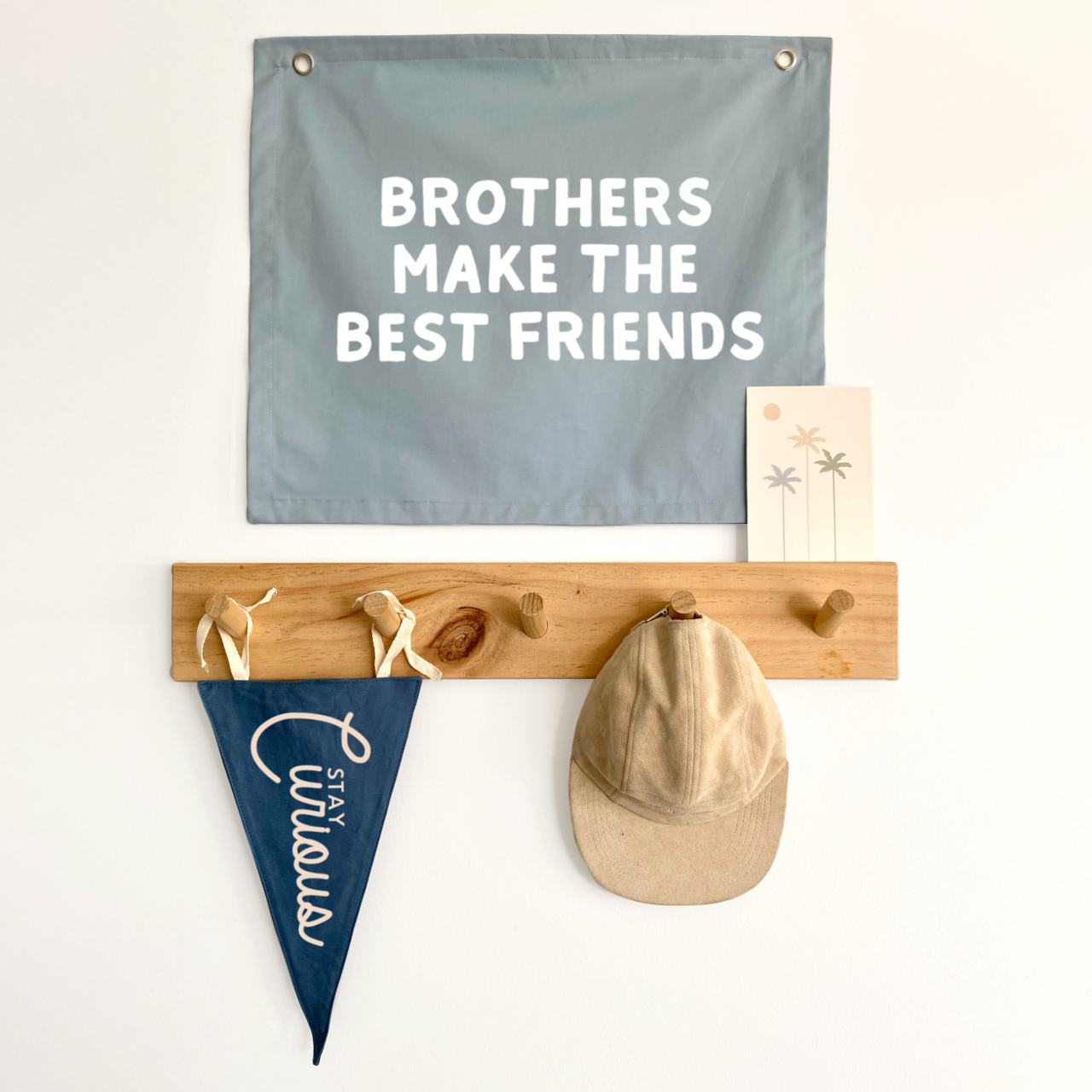 Brothers make the best friends boys wall banner / wall hanging ~ Sky