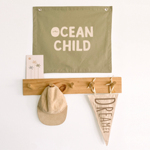 Ocean child wall banner | Green coastal bedroom decor ~ Fern green